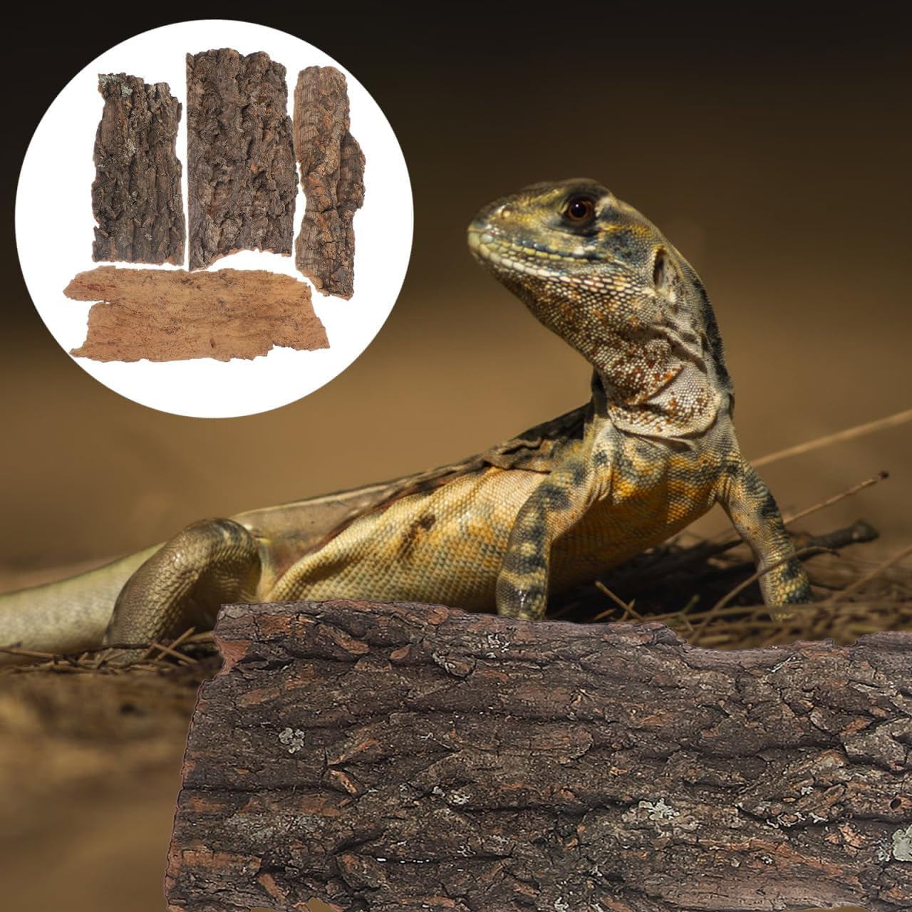 4Pcs Reptile Tree Bark Reptile Hides: Natural Wood Cork Bark Gecko Hide Small Climbing Barks Terrarium Decor Lizard Geckos Tortoise Birdcage Tank Accessories Water Tube Landscaping