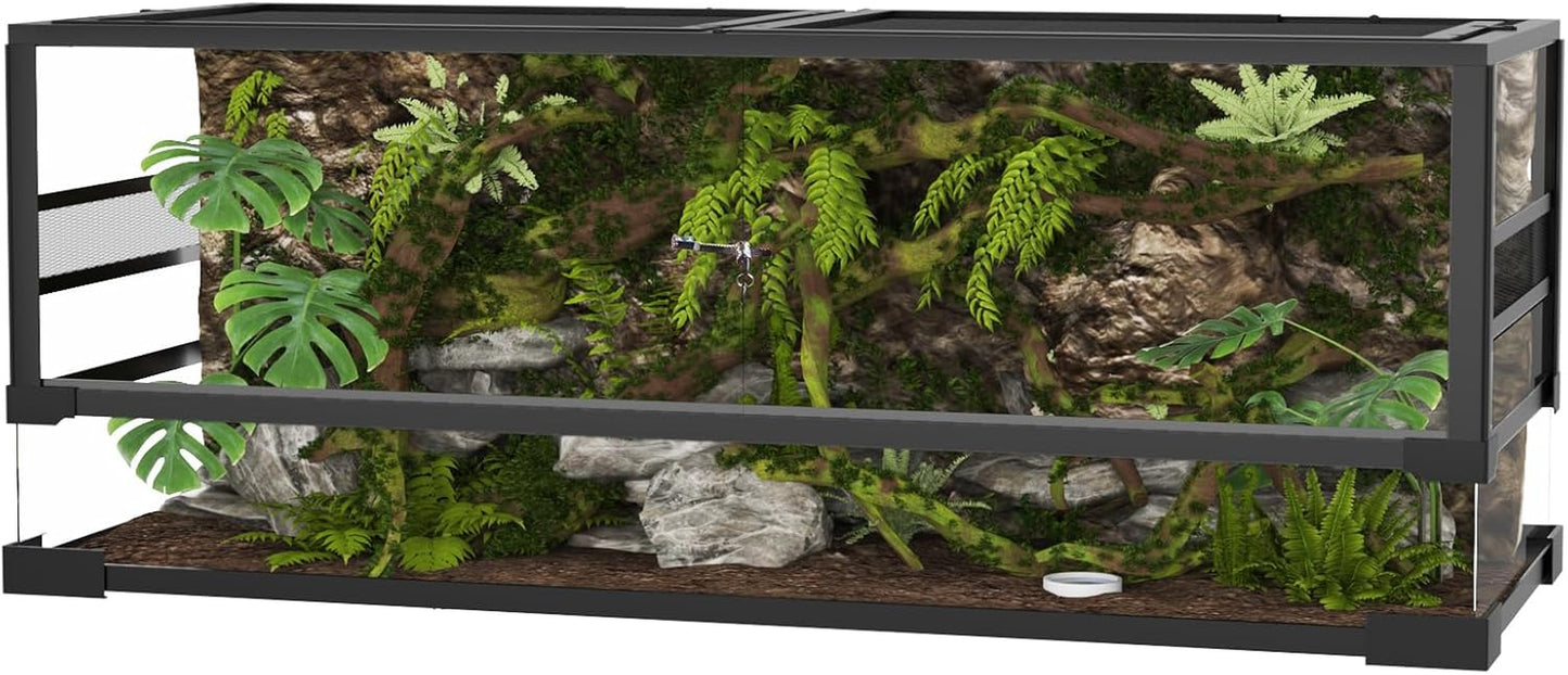 48" X 18" X 18" Tempered Glass Reptile Terrarium with Front Opening Door and Top Screen Ventilation, Easy Assembly Reptile Habitat Tank for Lizard