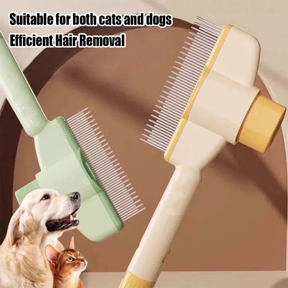 Professional Pet Comb for Dogs and Cats - Stainless Steel Teeth for Shedding and Tangle Removal, Self-Cleaning Design with Release Button