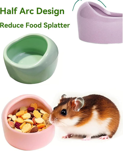 Ceramic Hamster Bowl Small Rat Food Bowl Hamster Dish Prevent Knocking Over, Food Splashing and Chewing Feeding Dish for Gerbil Chinchilla Rat (3 PCS)