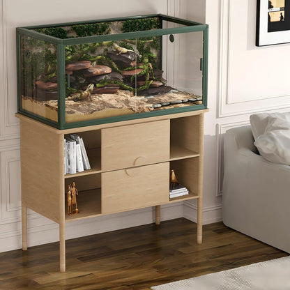 120 Gal Bearded Dragon Tank 4 X2 X2 Reptile Terrarium Enclosure with Sliding Glass Doors, Snake Enclosure Heavy Duty Top Screen Ventilation, Easy to Assemble Green