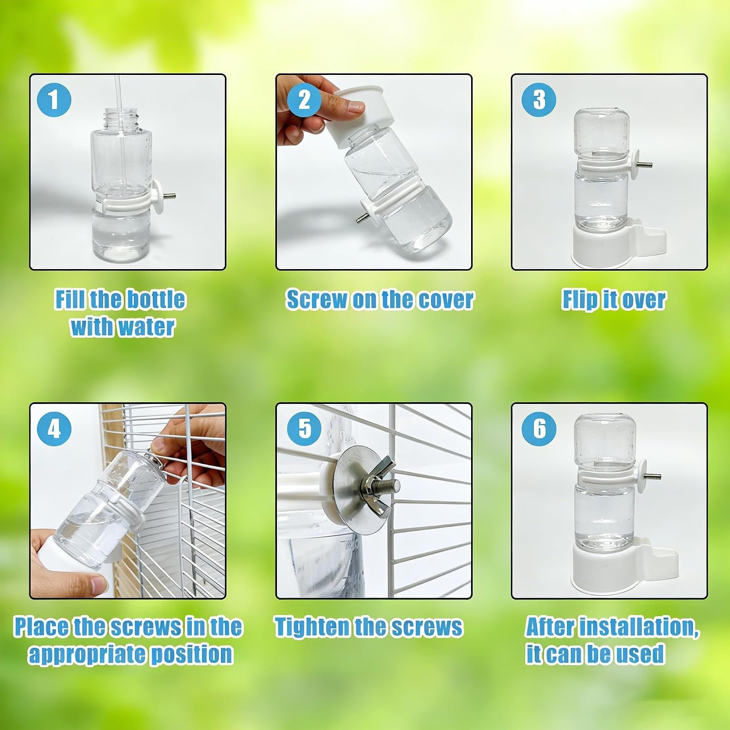 Automatic Bird Water Dispenser Cage Hanging Water Feeder with Anti-Spill Design for Parakeet Canary Small Parrot Lovebirds (2PCS 140Ml Water Dispenser)